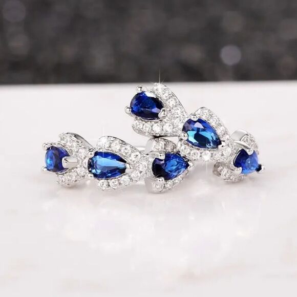 Elegant Silver and Blue Gemstone Earrings - Picture 5 of 9